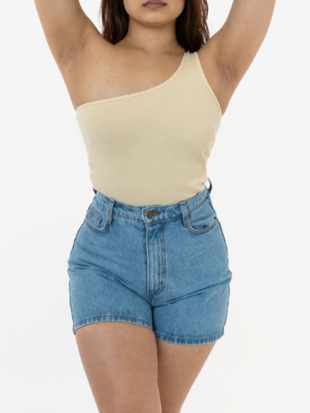 Los Angeles Apparel Cotton Baby Rib One Shoulder Top